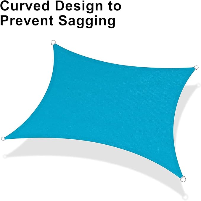 LOVE STORY Custom Size 9'x12' Turquoise Blue Sun Shade Sail Rectangle UV Block Canopy Patio Sail Sunshades Fabric for Outdoor Garden Carport (We Make Custom Size)