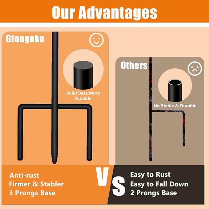Gtongoko 8 Pack Shepherds Hooks for Outdoor 32 Inch Garden Hooks for Hanging Plants, Lanterns, Bird Feeders, Solar Lights, Mason Jars, Weddings Decor, Adjustable, Matte Black