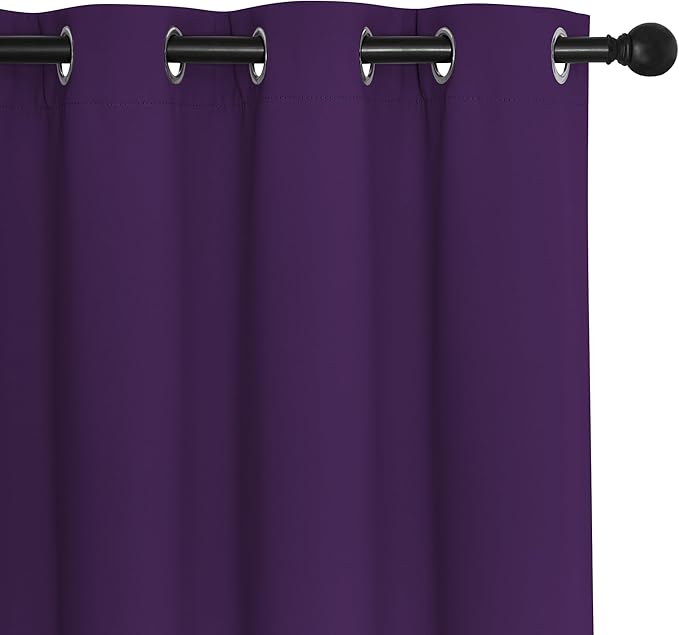 NICETOWN Blackout Curtains 120 inch Length for Sliding Glass Door, Grommet Thermal Insulated Room Darkening Sound Reducing Drapes for Room Divider, 1 Panel, W52 x L120, Royal Purple