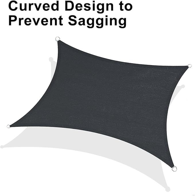 LOVE STORY Custom Size 10'x15' Graphite Grey Sun Shade Sail Rectangle UV Block Canopy Patio Sail Sunshades Fabric for Outdoor Garden Carport (We Make Custom Size)