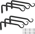 Worth Garden 6-Pack 7" Plant Hanger Bracket - Forged Wrought Iron Powder-Coated Heavy Duty Wall Hook - Black Hanging Hooks - Durable and Stable for Bird Feeders, Planters Indoor & Outdoor