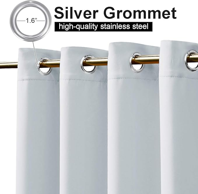 NICETOWN Outdoor Curtains for Patio W100 x L108 inch 2 Pieces, Sun Blocking Screen Shades 100% Privacy for Porch, Pergola, Lanai, Outside Deck, Weatherproof Blinds for All Season, Greyish White