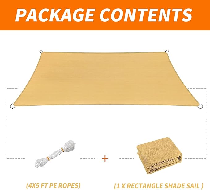 16'x20' Sun Shade Sail Curved Commercial Outdoor Shade Cover Dark Grey Rectangle Heavy Duty Permeable 185GSM UV Block Sunshade for Backyard Yard Deck Patio Garden Outdoor Activities and Facility