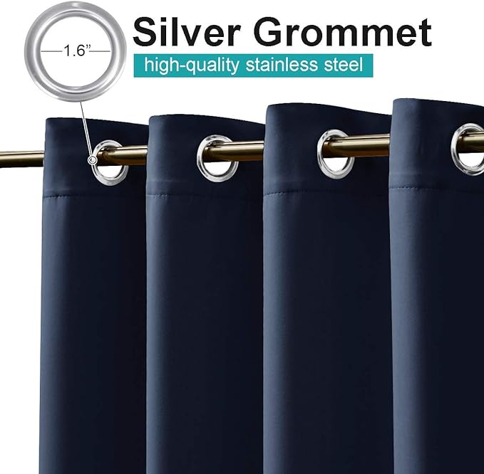 NICETOWN Outdoor Patio Curtain Waterproof, Sun Blocking Weatherproof Porch Decor Thermal Insulated Outside Covering Privacy Shades for Garden/Deck, W52 x L72 inches, Navy Blue, 1 Panel