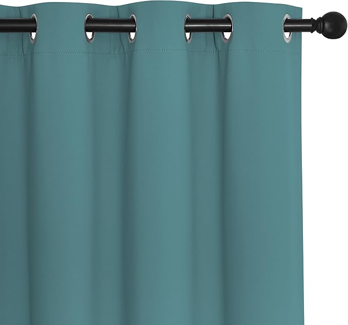 NICETOWN Sliding Door Window Treatment Blackout Patio Door Curtain Panels, Privacy Thermal Drapes for Bedroom Living Room Department with Grommet Top (Sea Teal, W66 x L110)
