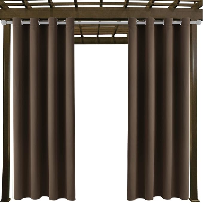 DIVA EN CAMINO DEC Water Proof Outside Curtains with Grommet Top for Porch, W52 x L120 Thermal Insulated Washable Light Block Outdoor Divider Drapes for Patio Gazebo Deck Pool Area Pergola Cabana