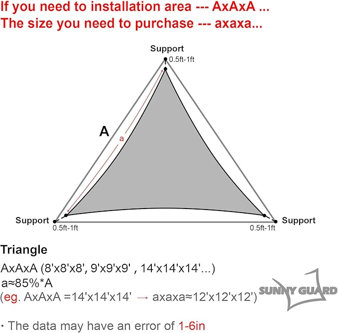 SUNNY GUARD Custom Size 17'x17'x17' Sand Sun Shade Sail Triangle UV Block Shade for Backyard Yard Patio Deck Garden(Customized)