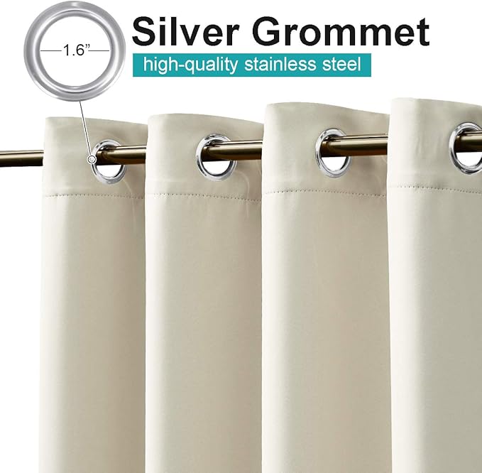 NICETOWN Outdoor Curtain for Patio Waterproof, Thermal Insulated Rustproof Grommet Blackout Cabana Curtain & Drape Privacy Safe for Wedding/Terrace Outdoor Living Divider, Beige, 1 PC, W100 x L95
