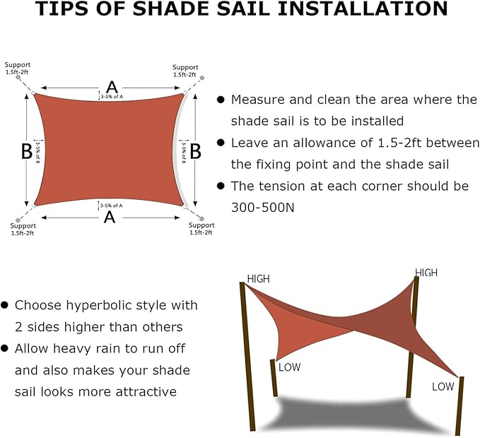KANAGAWA 9'X10' Rust Red Custom Size Sun Shade Sail Rectangle UV Block Canopy Cover for Patio Backyard Lawn Garden Outdoor (Customized Available)
