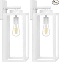 Large Size Outdoor Wall Light Fixtures, Exterior Lighting Fixtures Porch Sconces Wall Mounted, Waterproof White Outdoor Wall Lanterns Lamps, Outside Lights for House Patio Front Door Entryway, 2-Pack