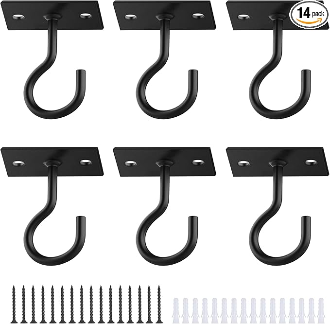 Ceiling Hooks for Hanging Plants 6pack 2.5inch Wall Mount Plant Hooks Meatl Plant Hanger Indoor for Hanging Lanterns, Bird Feeder, Flower Basket, Home Decor Indoor & Outdoor