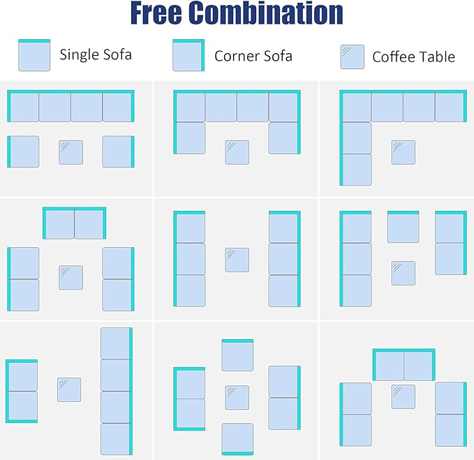 Tangkula 7 Pieces Wicker Patio Furniture Set, All-Weather Outdoor Rattan Sectional Sofa Set with Cushions & Tempered Glass Coffee Table, Outside Sofa Set for Garden, Lawn, Deck, Backyard (Grey)