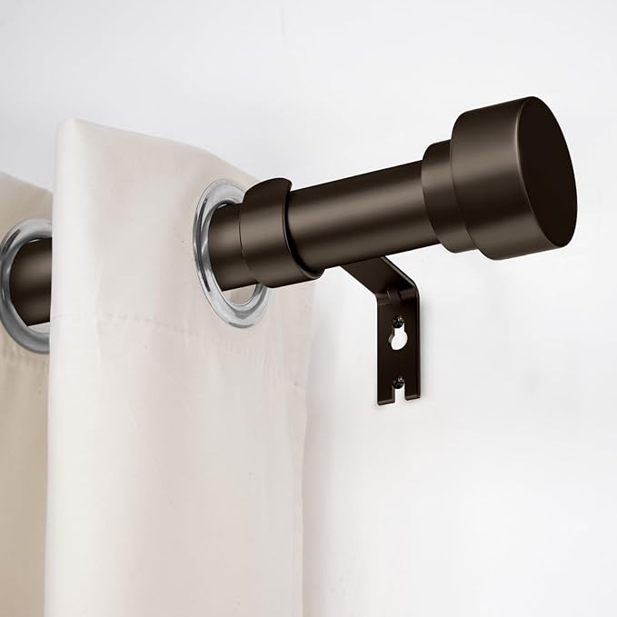 Curtain Rods for Windows 32 to 170, 1 Inch Adjustable Heavy Duty Long Window Outdoor Curtain Rod for Patio, Drapery Rods with Simple End Caps, Size 32"-170", Antique Bronze