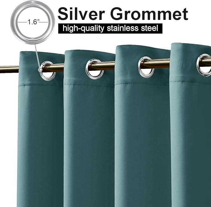 NICETOWN Waterproof Outdoor Gazebo Curtain W120 x L84, Rustproof Grommet Blackout Weighted Outdoor Drape Thermal Insulated Sunlight Block Panel for Sun Room/Porch, Teal, 1 Piece