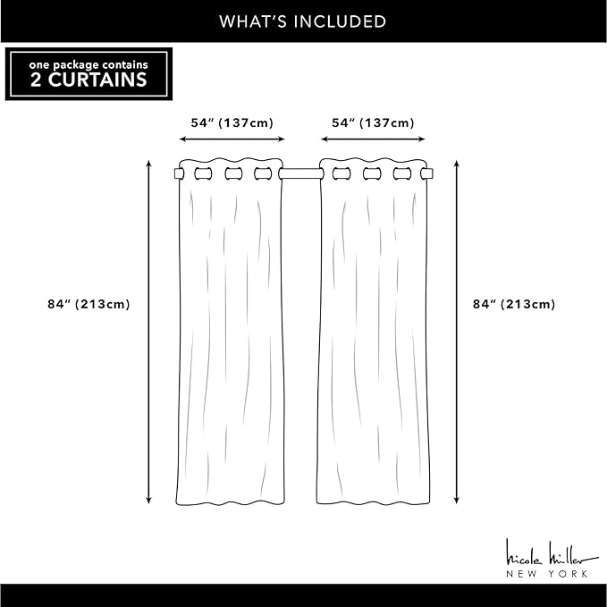 NICOLE MILLER NEW YORK Canvas Indoor/Outdoor Grommet Top Curtain Panel Pair, 54"x96", Orange Marmalade