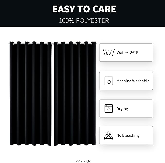 Outdoor Indoor Curtains W84 x L108 for Patio - Weather-resistant Window Panels Privacy Protect Grommet Top Thermal Insulated Home Curtain for Porch Pergola Lawn Garden Hot Tub Area (2 Panels)