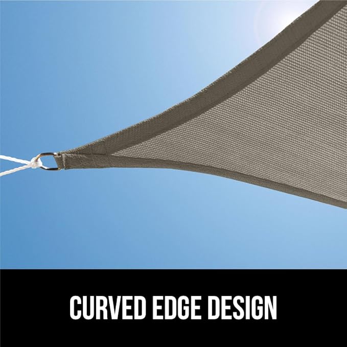GORILLA GRIP Heavy Duty Sun Shade, UV Protection Fade Tear and Rust Resistant Rectangle Sunshade Canopy, Curved Edges Blocks Sunlight, Breathable Sail, Outdoor Patio, Lawn Garden, 8x10 FT Gray