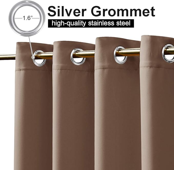 NICETOWN Outdoor Curtain Rustproof Fixed Grommet Top and Bottom, Thermal Insulated Keep Vertical Drape, Blackout Heavy Weight Wind Break Outdoor Drapery, 84 by 108 inches,1 Piece, Tan-Khaki