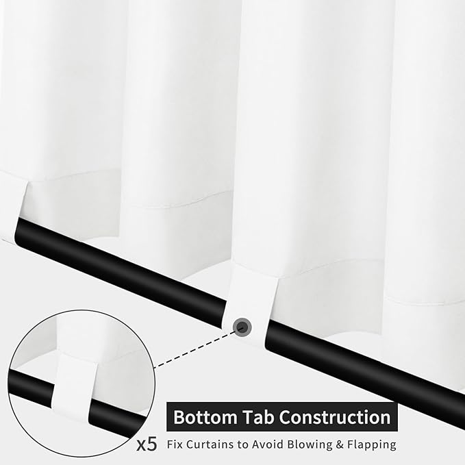 Easy-Going Linen Look Outdoor Curtains Waterproof Windproof Porch Curtains, Soft Thicken Outdoor Privacy Curtains for Patio, Gazebo, Grommet Top and Tab Bottom Drape, 1 Panel, 110x84 inch, White