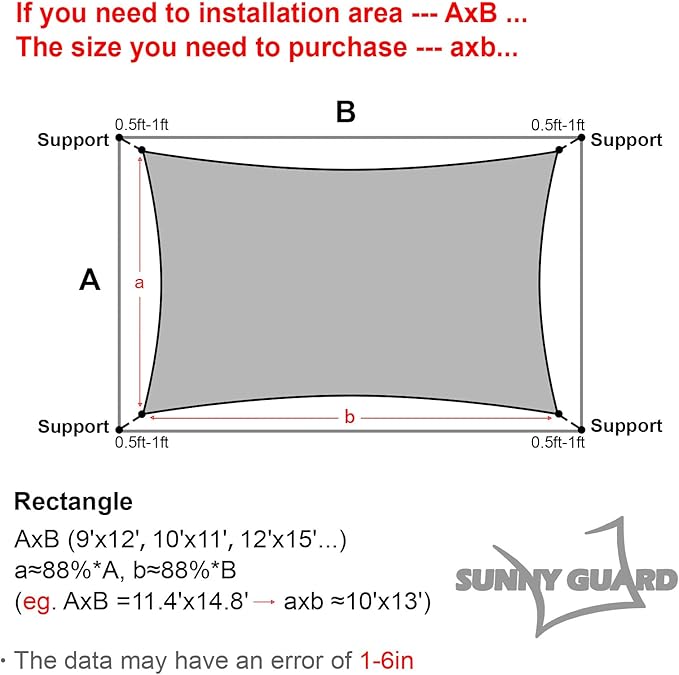 SUNNY GUARD Custom Size 7'x16' Peach Fuzz Sun Shade Sail Rectangle UV Block Shade for Backyard Yard Patio Deck Garden(Customized)