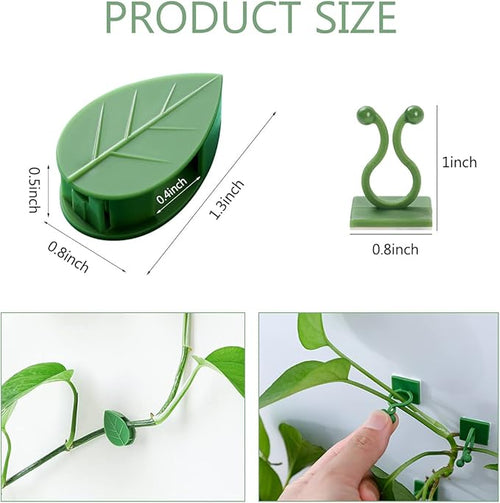 100 Pcs Plant Climbing Wall Fixture Clips Self-Adhesive Hook Vines Traction Clips Invisible Holder Garden Green Leaf Simulation Self-Adhesive Hook Wire Fixing Supporting