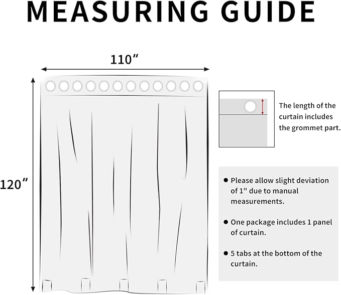 Easy-Going Linen Look Outdoor Curtains Waterproof Windproof Porch Curtains, Soft Thicken Outdoor Privacy Curtains for Patio, Gazebo, Grommet Top and Tab Bottom Drape, 1 Panel, 110x120 inch, Black