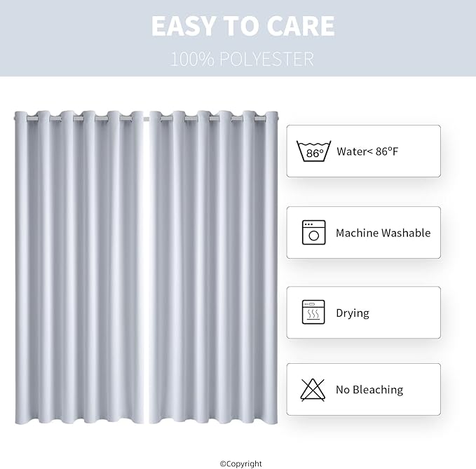 Outdoor Indoor Curtains W84 x L108 for Patio - Weather-resistant Window Panels Privacy Protect Grommet Top Thermal Insulated Home Curtain for Porch Pergola Lawn Garden Hot Tub Area (2 Panels)
