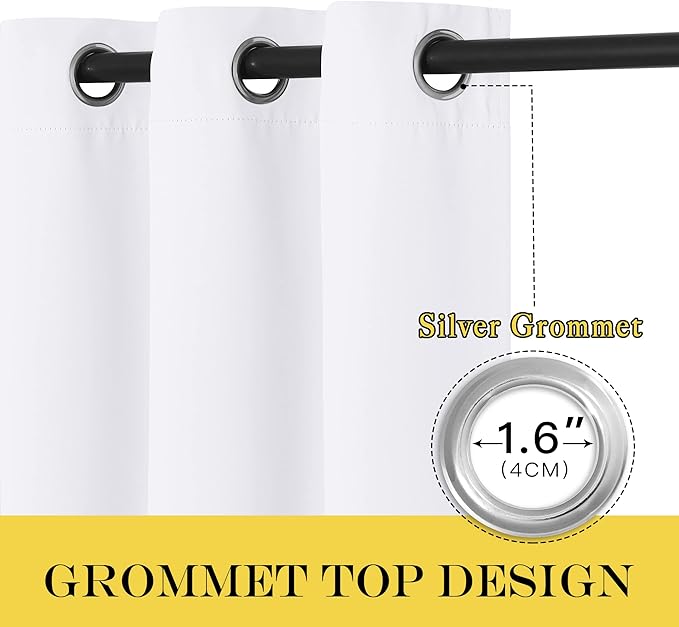 NICETOWN Sliding Door Window Treatment Blackout Patio Door Curtain Panels, Privacy Thermal Drapes for Bedroom Living Room Department with Grommet Top (White, W66 x L110)