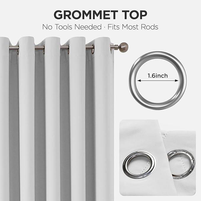 Joydeco Blackout Door Curtain for Doorway Privacy 72 Inches Long, Grommet Closet Curtain for Open Closet, Room Divider for Bedroom Living Room (Greyish White 52Wx72L, 1 Panel)