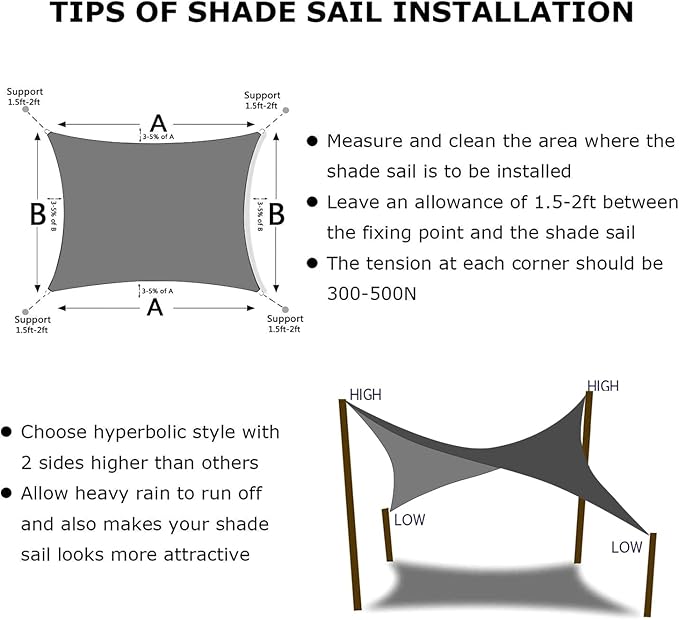 KANAGAWA 9'X12' Dark Gray Custom Size Sun Shade Sail Rectangle UV Block Canopy Cover for Patio Backyard Lawn Garden Outdoor (Customized Available)