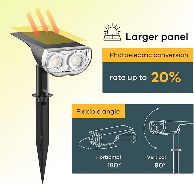 Linkind Solar Lights Outdoor StarRayS, Bright Solar Spot Lights Outdoor, IP67 Waterproof Spotlights for Landscape Garden Yard Walkway Patio Tree（Warm White, 6 Pack）