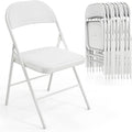 VINGLI 10 Pack Folding Chairs with Padded Seats, Metal Frame with Pu Leather Seat & Back, Capacity 350 lbs, White