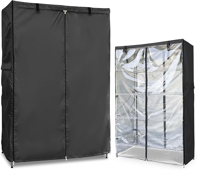 Waterproof Shelf Cover,Outdoor 600D Heavy Duty Dustproof Storage Shelves Cover,36''x18''x72'' Shelf Covers for Wire Shelving with Zippers,Storage Rack Covers with Clear Front