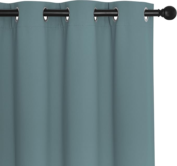 NICETOWN Blackout Curtains & Drapes - Privacy Thermal Efficiency Backdrop Curtains for Bedroom Room Divider Living Room Patio Sliding Glass Door, Wide 80 x Long 144 inch, Greyish Blue, 1 Panel