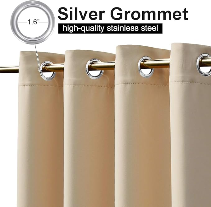 NICETOWN Outdoor Curtain for Patio Waterproof, Rustproof Grommet Top and Bottom Weighted Outdoor Divider Windproof Thermal Insulated Drape for Balcony/Cabana, Biscotti Beige, 1 Panel, W100 x L108