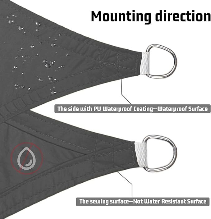LOVE STORY Right Triangle 5'x6'x7.8' Waterproof Sun Shade Sail Canopy UV Block for Outdoor Patio Backyard Carport,Dark Grey(We Make Custom Size)