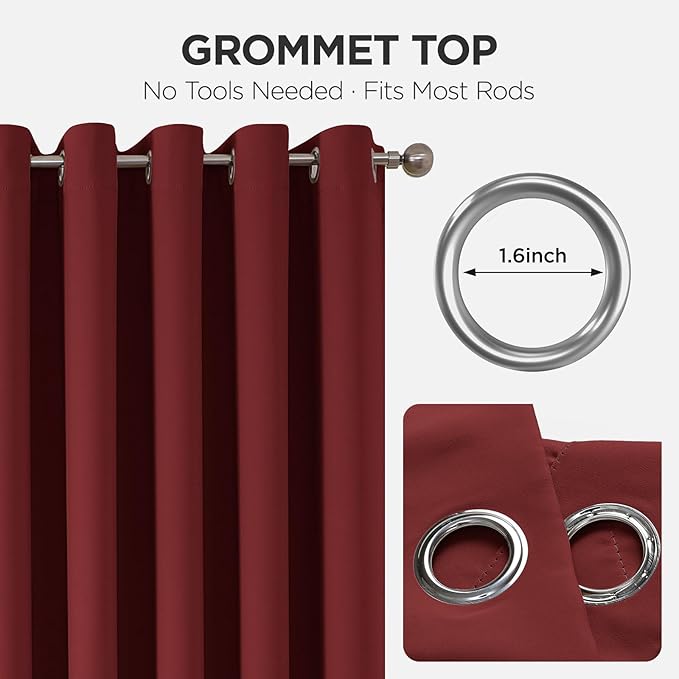 Joydeco Blackout Door Curtain for Doorway Privacy 80 Inches Long, Grommet Closet Curtain for Open Closet, Room Divider for Bedroom Living Room (Burgundy Red, 32Wx80L, 1 Panel)