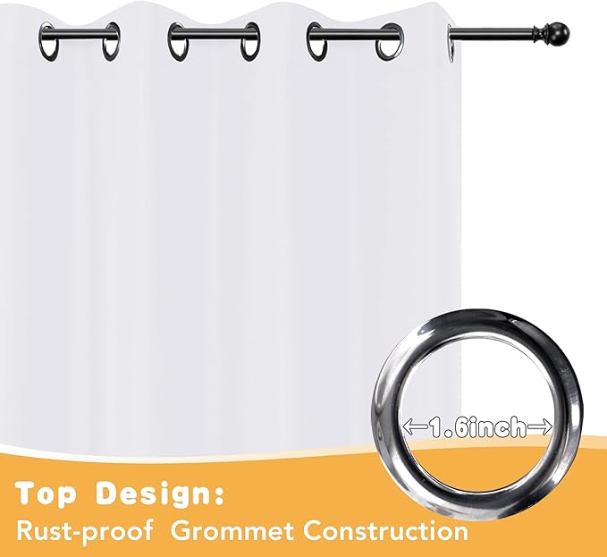 HolidayIdeas Extra Wide Outdoor Curtains for Patio Waterproof, 4 Panels - 110 x 84 Inch - Privacy & Light Filtering Curtains White Grommet Outside Curtains for Porch, Gazebo, Pergola, Backyard