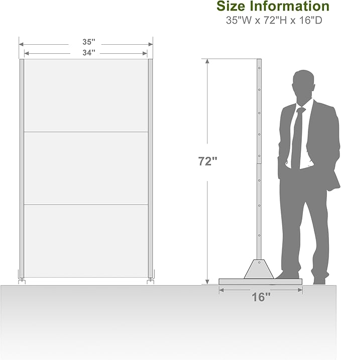 Casaphoria 72" H x 35" W Metal Outdoor Privacy Screen, Freestanding Decorative Divider for Patio, Deck, Balcony, and Garden with Stable Base, White-Godfre