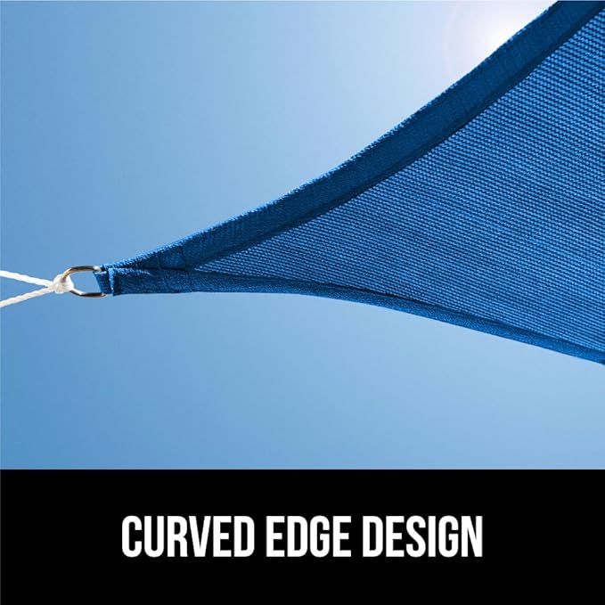 GORILLA GRIP Heavy Duty Sun Shade, UV Protection Fade Tear and Rust Resistant Rectangle Sunshade Canopy, Curved Edges Blocks Sunlight, Breathable Sail, Outdoor Patio, Lawn Garden, 12x12x12, Blue