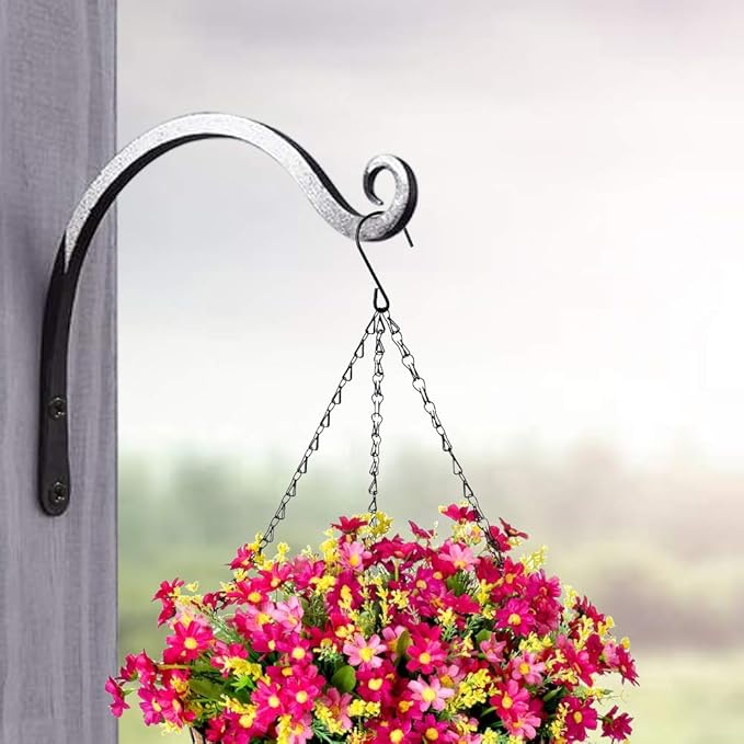 Gtongoko 2 Pack 8 Inch Plant Hangers Outdoor Metal, Plant Hooks for Wall Indoor, Outdoor Hooks for Hanging Bird Feeders, Plant Bracket, Lanterns, Wind Chinme, Black