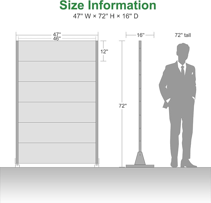 Casaphoria Metal Privacy Screen Outdoor, 72" H x 47" W Freestanding Decorative Privacy Screen for Patio Deck Balcony Garden with Stable Base, White-Star
