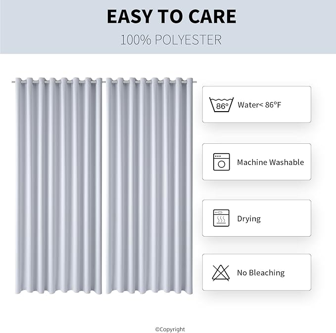 Outdoor Indoor Curtains W105 x L84 for Patio - Weather-resistant Window Panels Privacy Protect Grommet Top Thermal Insulated Home Curtain for Porch Pergola Lawn Garden Hot Tub Area (2 Panels)