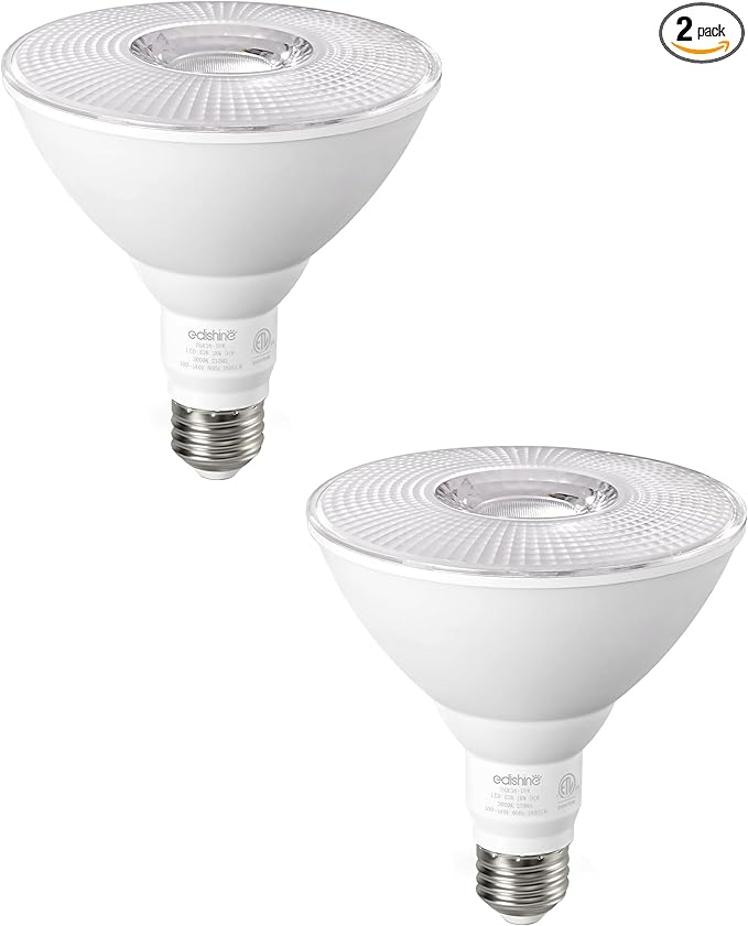 EDISHINE PAR38 LED Outdoor Flood Light Bulbs 2 Pack, 120W Equivalent Dimmable Waterproof LED Flood Light Bulb 3000K Warm Light 18W 1800LM E26 Base for Yard Porch Driveway Garage Christmas, ETL Listed
