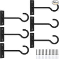 6Pack 4inch Wall Hook for Hanging Plant Bracket Black