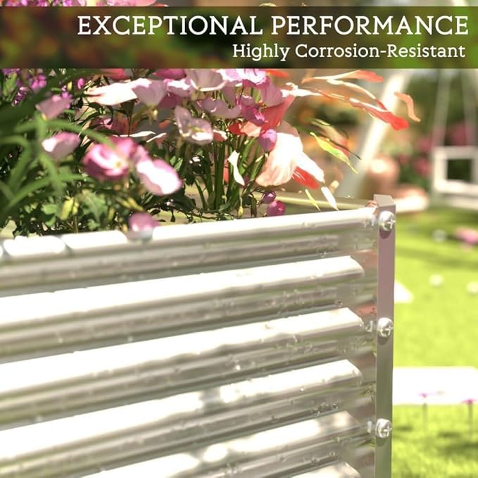 FRIZIONE 2pcs Tall 8x3ft Galvanized Raised Garden Bed Outdoor,Above Ground Garden Bed for Vegetable,Metal Raised Beds for Flower,Steel Raised Beds for Gardening
