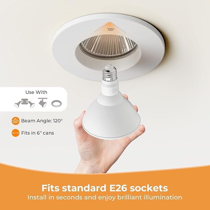 PAR38 Outdoor Flood Light Bulbs, LED Flood Light Bulb Warm White 3000K, 100W Equivalent, 1050LM, Dimmable E26 Base for Porch Garage Yard, 2 Pack