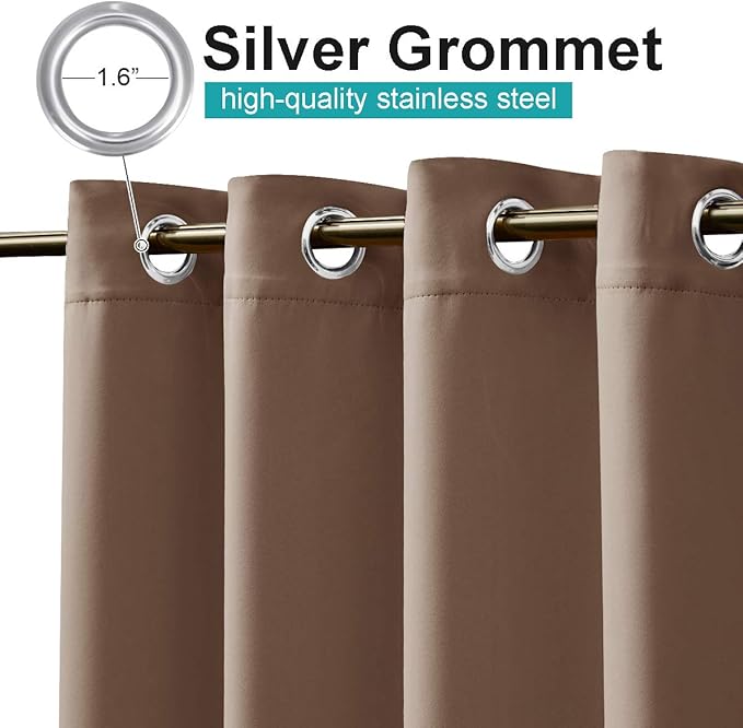 NICETOWN Bedroom Curtain for Patio Room Darkning, Home Decor Thermal Insulated Grommet Top Blackout Indoor Bedroom Vertical Blind/Drape for Garage & Downstairs Window, W84 x L95, 1 PC, Tan