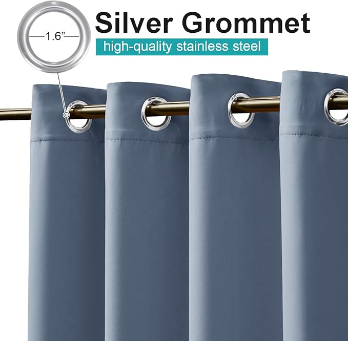 NICETOWN Outdoor Curtainch for Patio Waterproof 120 inch Wide, Thermal Insulated Rustproof Grommet UV Blocking Cabana Curtainch & Drape, Privacy Safe Shade for Pergola, Stone Blue, 1 PC, 95-Inch Long