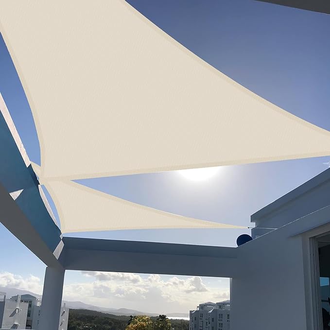 SUNNY GUARD Custom Size 6'x8'x10' Butter Cream Sun Shade Sail Triangle UV Block Shade for Backyard Yard Patio Deck Garden(Customized)